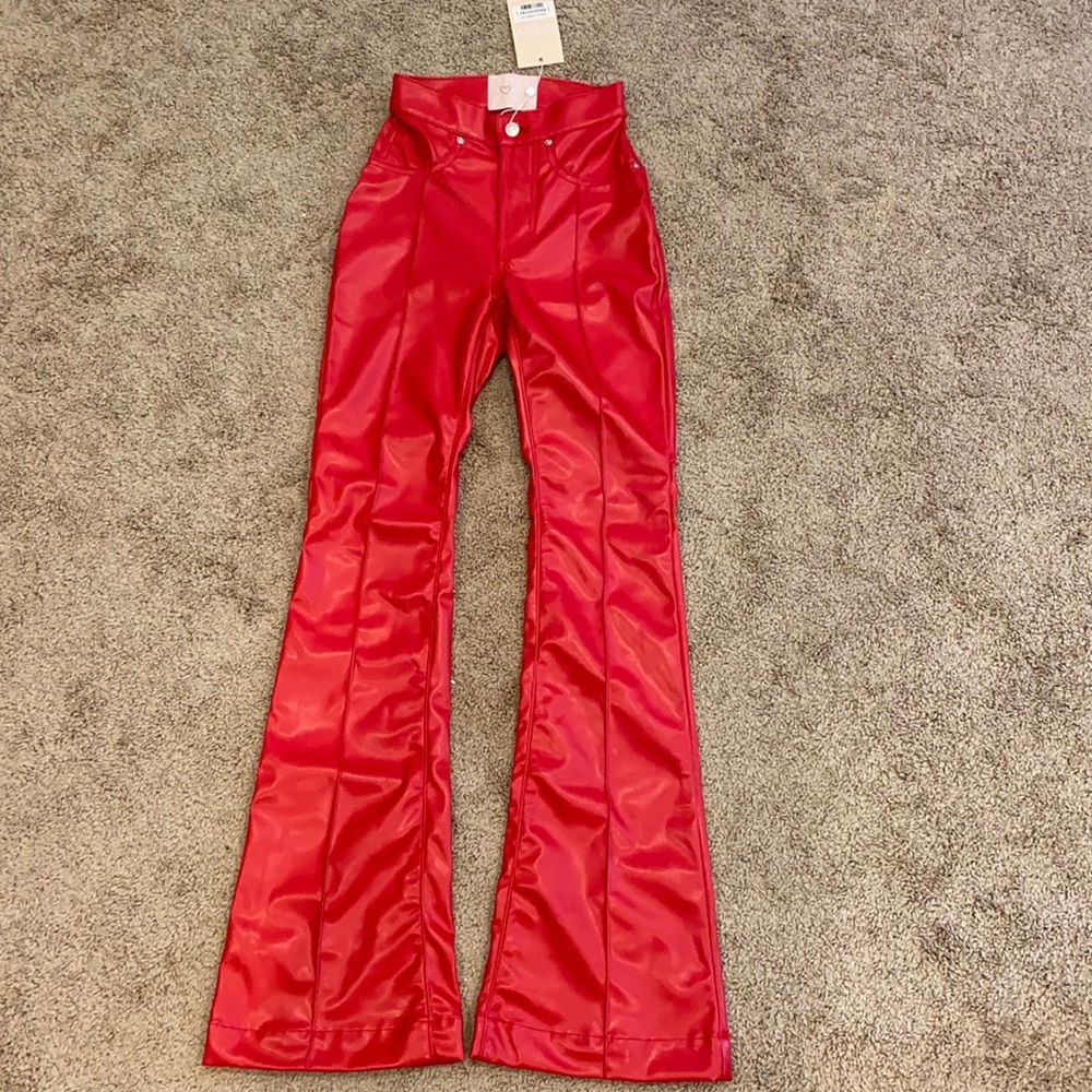 Revice- Red leather flares- size 24